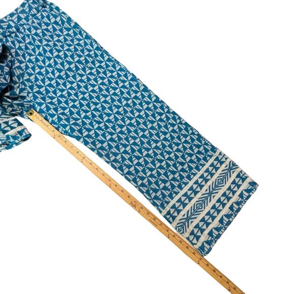 Soft Surroundings Wide Leg Lounge Pants Women’s L Blue Geometric Elastic Waist - Picture 7 of 8